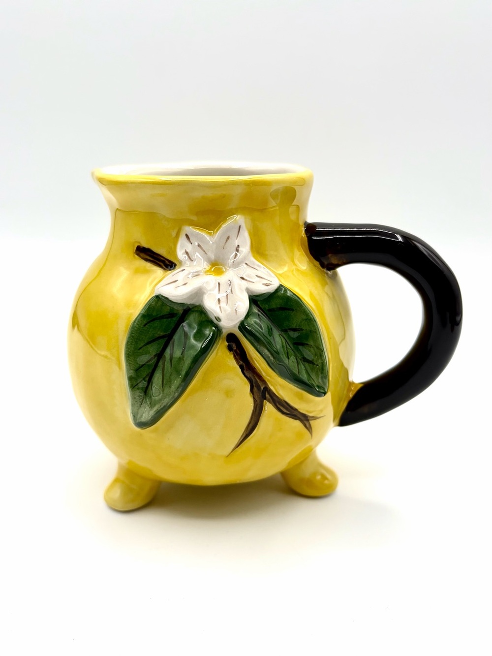 Blue Sky Lemon Yellow Flower Ceramic Creamer / Jug